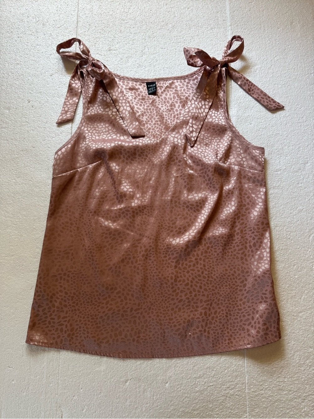 Satin Bow Self Tie Strap Tank Top Women's Small
